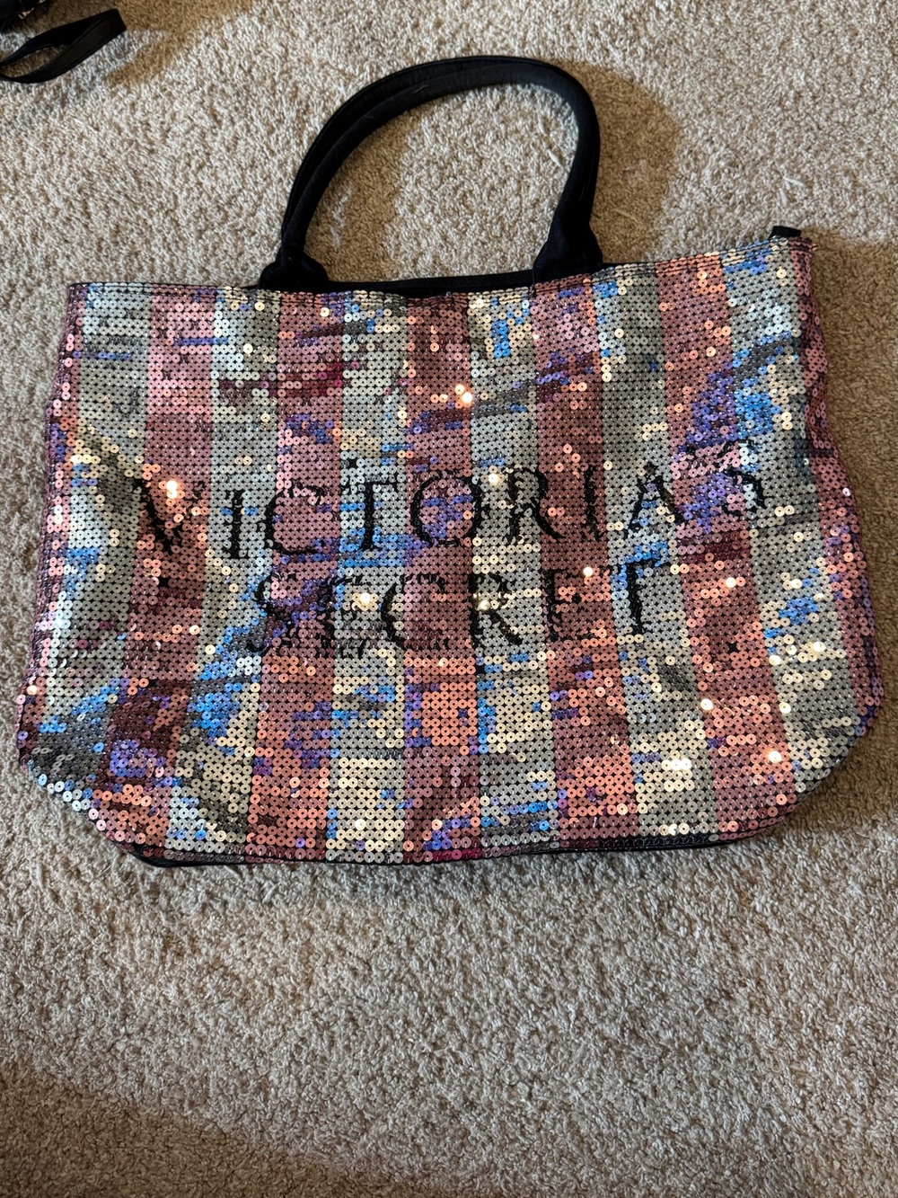 Victoria's Secret Sequin Tote - Pink, Silver, Black